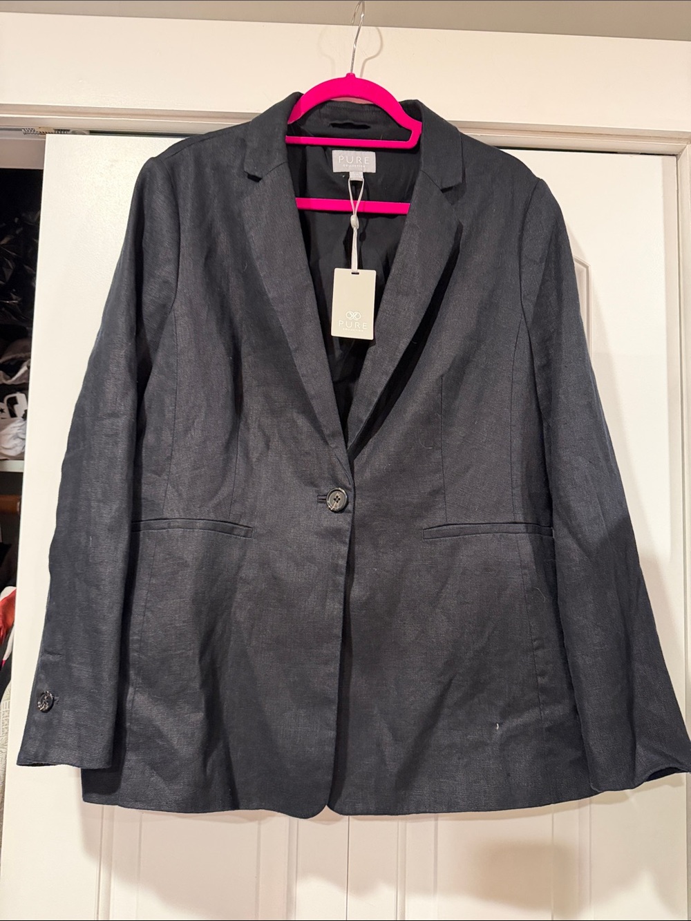 Pure Collection Single-Button linen black Blazer 14-16 NWT
